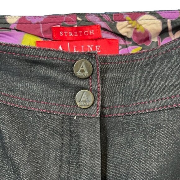 A Line Women's Stretch Straight Leg Black Denim Look Pants Lightweight Size 12 - Picture 4 of 12